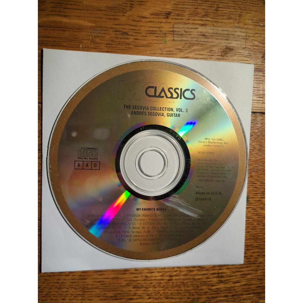 The Segovia Collection Volume 3 Andres Segovia CD Disc Only